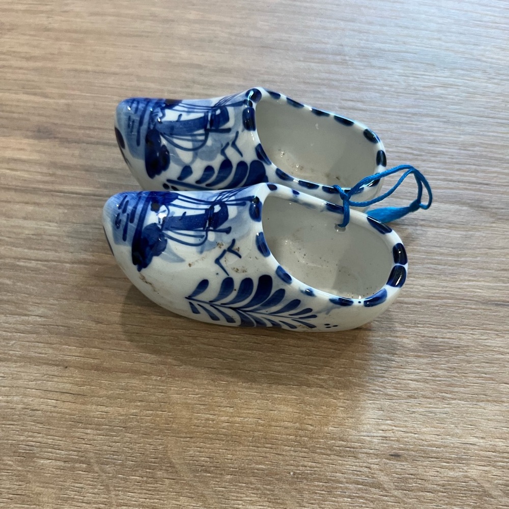 Vintage Delft Blue Holland Dutch Ceramic Hand Painted Clog Shoes